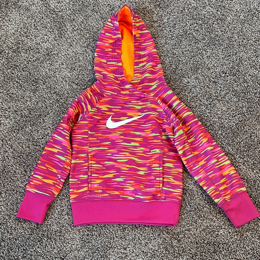 Nike Kids' Vibrant Pink and Orange Hoodie